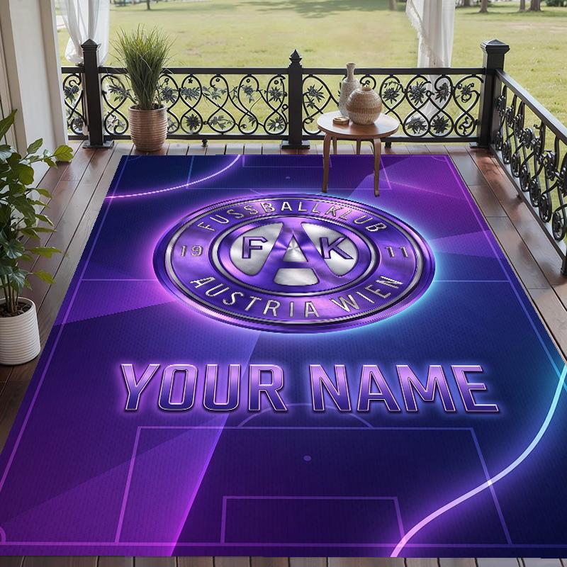 Custom Text Printed Rug Austria Wien FC Non Slip Floor Carpet For Home Room Decor
