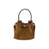 Bolso Tote Cruzado de Cuero Vacuno Dividido con Herrajes Dorados Romy para Mujer Marrón