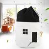 Drawstring Children Toys Storage Bag Massive Capacity House Appearance Black
