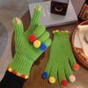Cycling Winter Cold Proof Knitted Gloves Candy Color Touchscreen Full Finger Gloves  Women