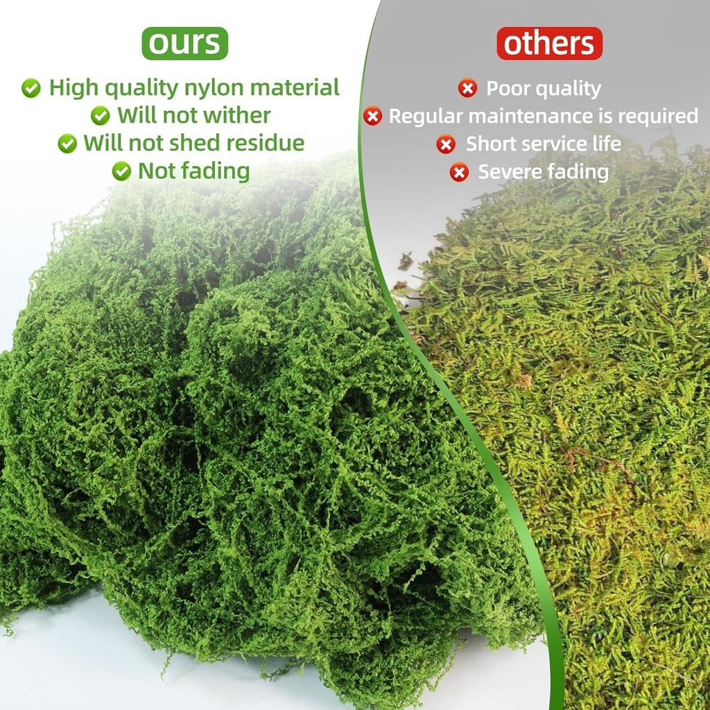 Fake Green Moss for Potted Plants Indoor, 5.3oz Artificial Moss for Crafts, Spanish Moss, Peat Moss, Sphagnum Moss for Plants, Faux Moss Decor for