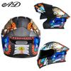 Full Face Motorcycle Helmet With LED Tail Light Feature Unisex Flip-Up Design Off-Road Street Riding All Season ABS