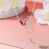 S925 Sterling Silver Women's Trendy Heart Pendant Necklace Red Agate Tassels Electroplated Perfect Fall/Winter Sweater Chain