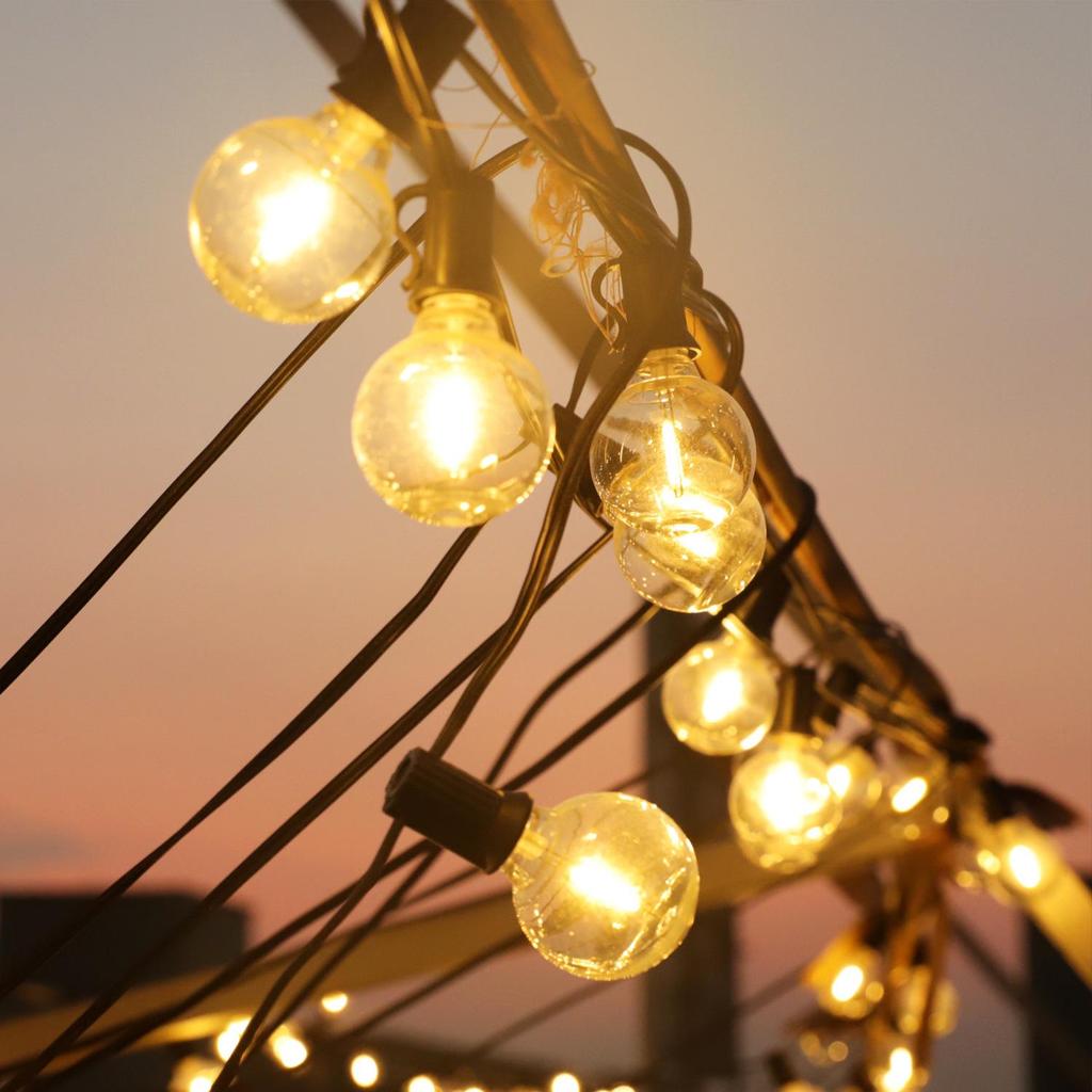 Vintage G40 LED Solar String Lights for Outdoor Camping, Garden, Patio, and Parties