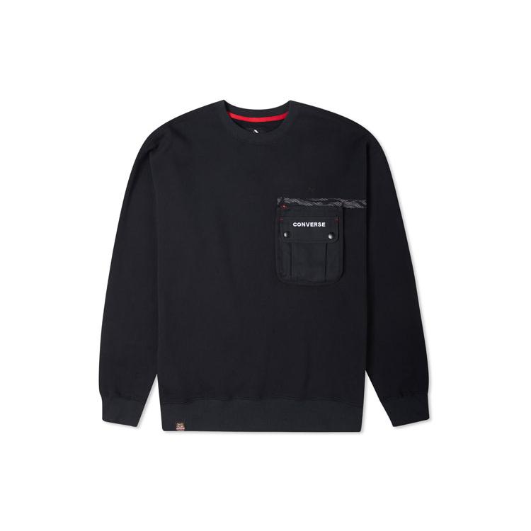 Converse Sudadera de Cuello Redondo Serie Año Nuevo Negro Oscuro 10024156-A02
