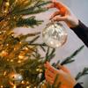 Q1FD Portable Glass Christmas Ball Decoration with User Friendly Battery Power Indoor Holiday Ornament PEG Texture for Home