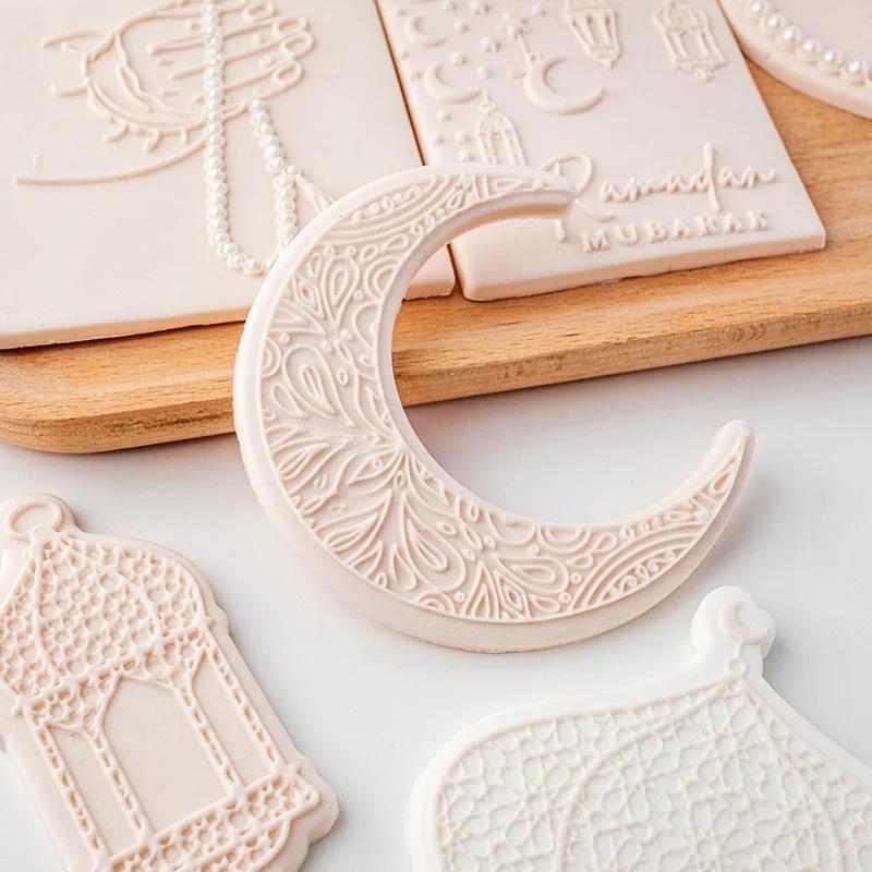 3D Eid Mubarak Cookie Cutter Stamp Press Moon Festival Fondant Sugarcraft Islamic Muslim Biscuit Baking Tool Ramadan Decoration