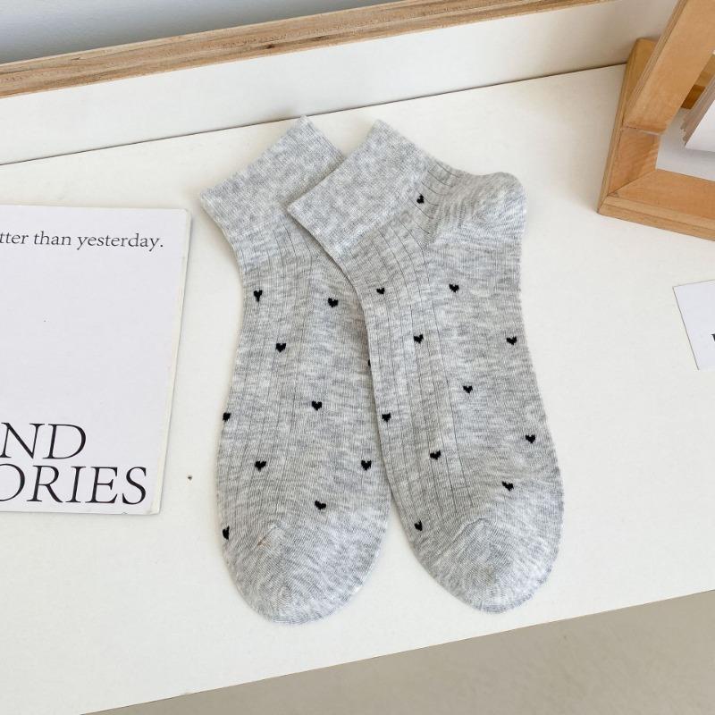 

Женские весенне-летние тонкие милые и универсальные хлопковые носки Любовь , дышащие 1 pair светло-серый