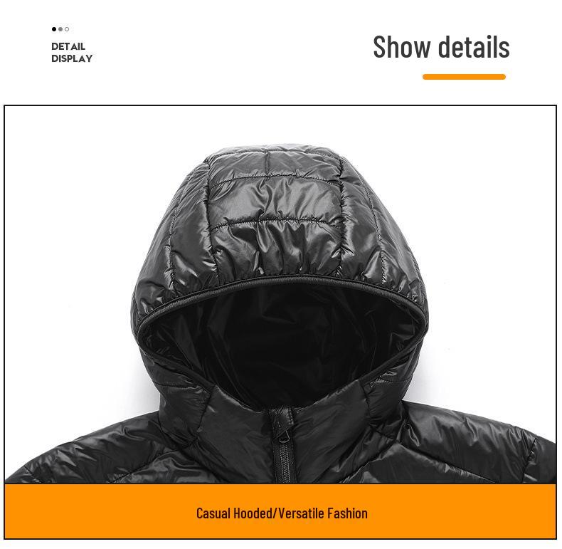 Men's Lightweight Solid Color Down Jacket - Warm, Short, Casual, Versatile for Autumn/Winter.