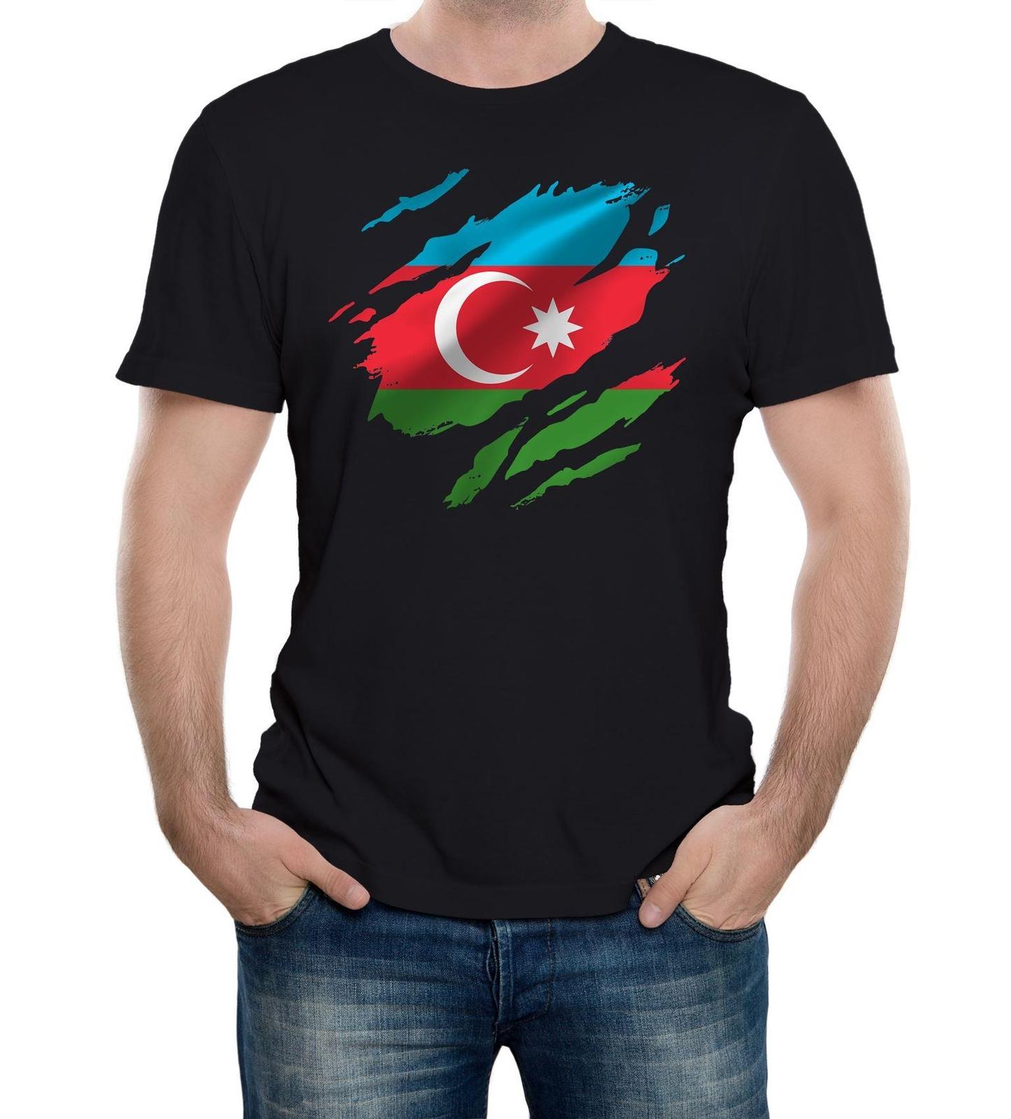 Torn Azerbailan Flag Men s T-Shirt Mens Womens Tees Top Baku Country national footballWorld cup XL