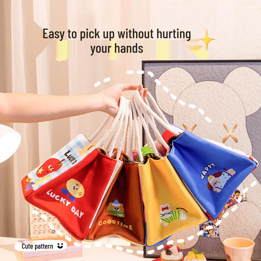 Creative Cartoon Insulated Bento Bag - Large Capacity Handbag for Office Workers and Students, Portable Lunch Box Carrier with Fresh-Keeping Features.