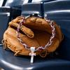 Edelstahl Kreuzung Anhänger Dreifach-Seil Baseball Halskette, Geflochtenes Seil Design Halskette mit Kreuzung Anhänger, Teamgeist Geschenk Sport