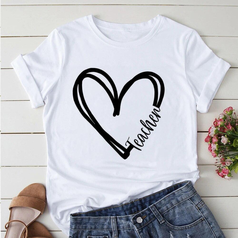 Battery Life of Teacher Print T Shirt Women Summer Tees Casual for Lady Short Sleeve Y2k Tops Harajuku 90s Tee Female Funny Gift
