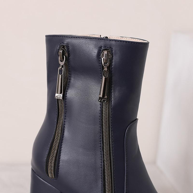 Women's High-heeled Short Boots Autumn and Winter New European and American Style Waterproof Table Thick-heeled Large-size Short Boots