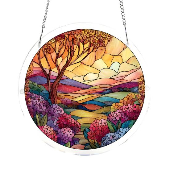 Acrylic Jigsaw Puzzle Suncatcher Large Colorful DIY Sun Catcher Kit for Adults Stained Glass Style Window Hanging Ornament for Home Garden Decor