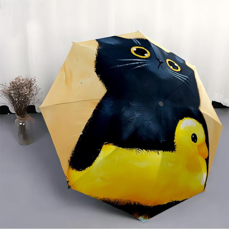1pc Cat Duck Automatic Open/Close Umbrella Compact Folding Umbrella, All-Season Portable Umbrella for Women/Men, Perfect Gift for Birthdays022