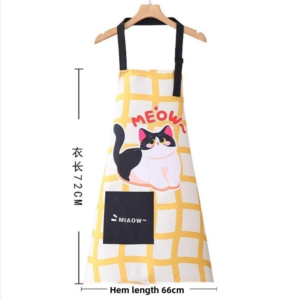 New Sleeveless Kitchen Aprons Cartoon Cats Canvas Cooking Apron Waterproof Adjustable Cafe Overalls for Cleaning