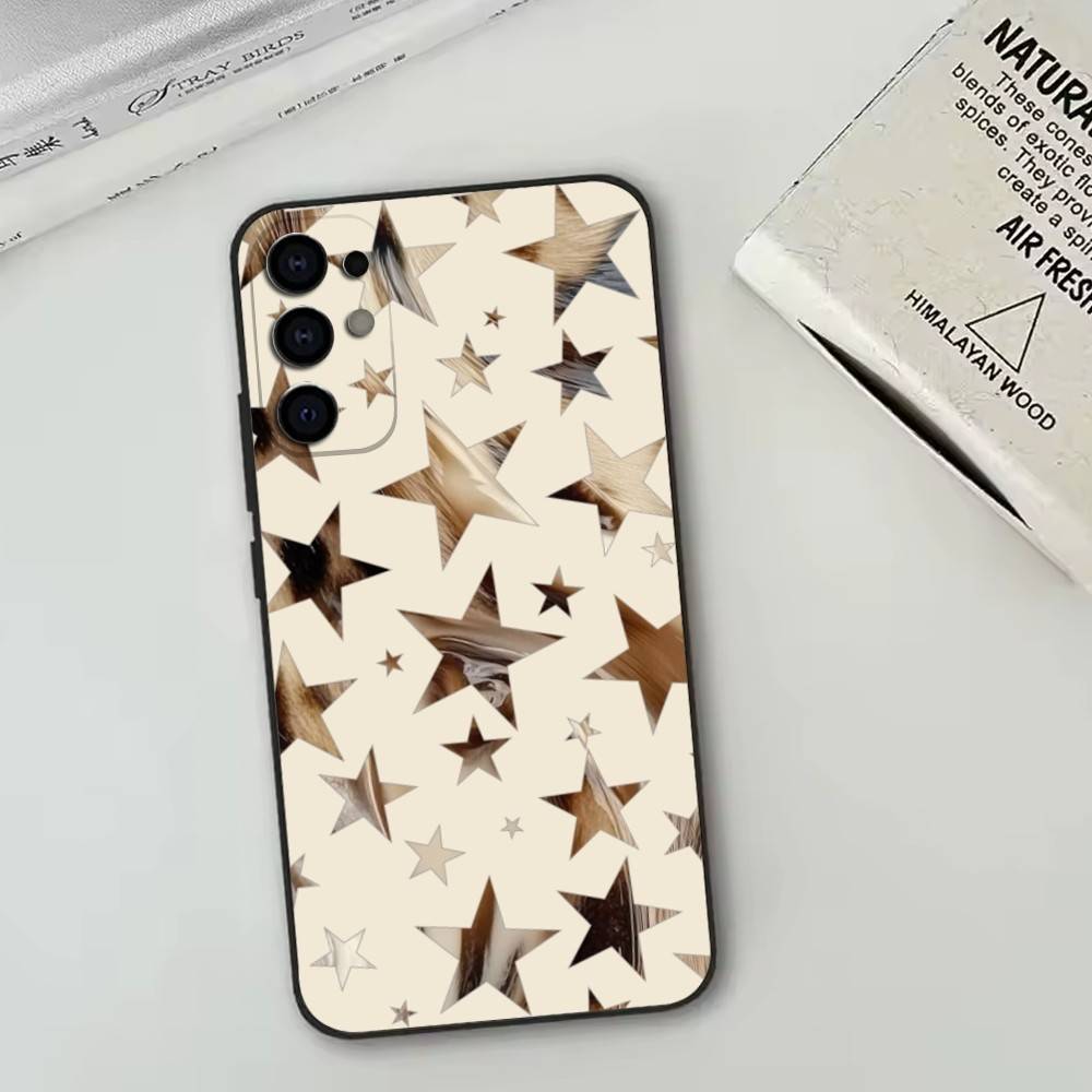 Trendy Leopard Print Star Pattern   Phone Case Black Silicone Soft For Samsung S25,S24,S21,S22,S23,S30,Ultra,S20,Plus,Fe,Lite