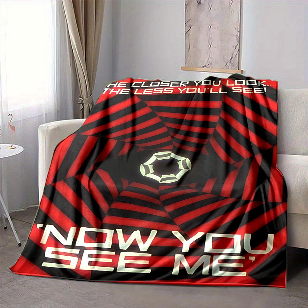 1pc Now You See Me Flannel Throw Blanket - HD Printed Lightweight Soft Warm All-Season Blanket for Sofa, Bed, Travel, Camping 083
