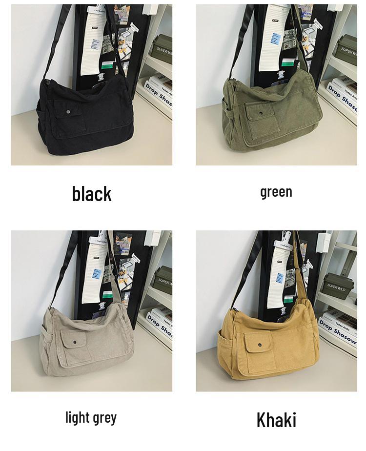 Plátěná crossbody taška v japonském stylu - Unisex ležérní jednoramenná messenger taška pro studenty