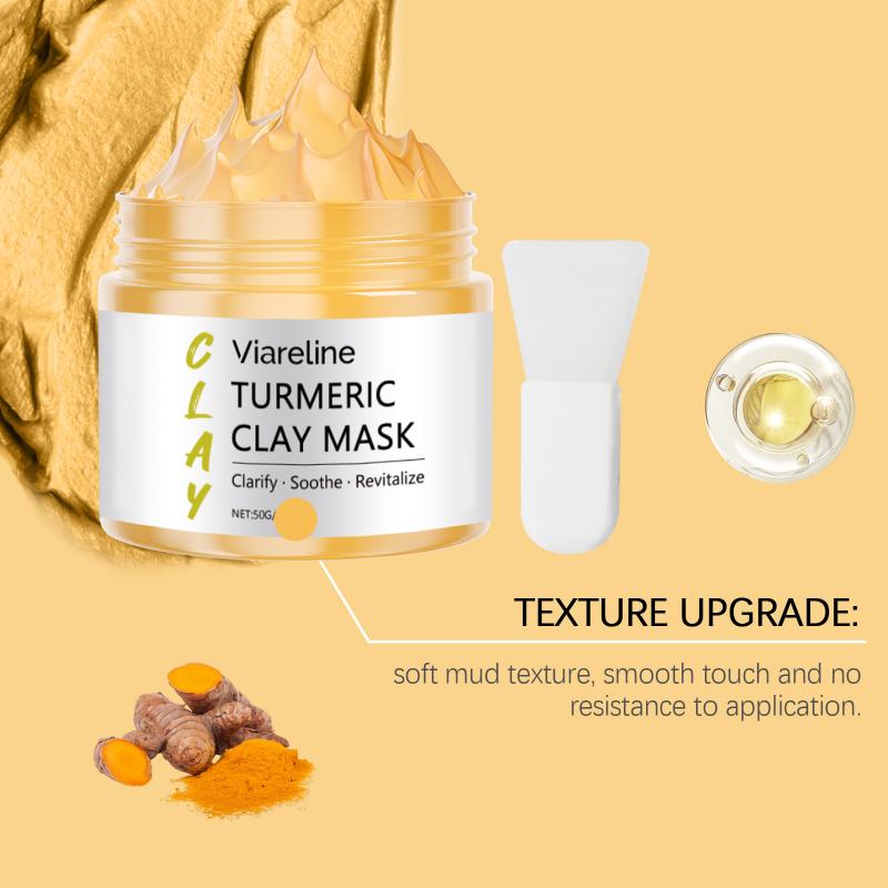 Maschera all'Argilla alla Curcuma per Illuminare e Pulire i Pori, Maschera all'Argilla Idratante Rassodante con Niacinamide per Tutti i Tipi di Pelle