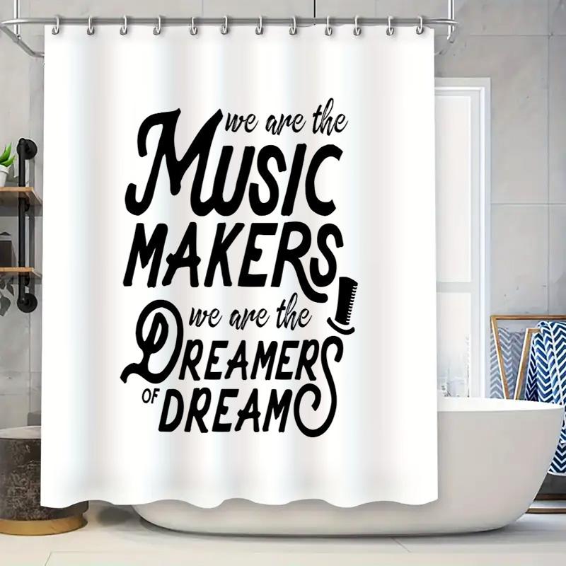 

Music Lover Shower Curtain Washable Waterproof Bathroom Decor Musician Gift Stage Performance Backdrop Vintage Record Pattern W60H190(CM)-1 Pcs