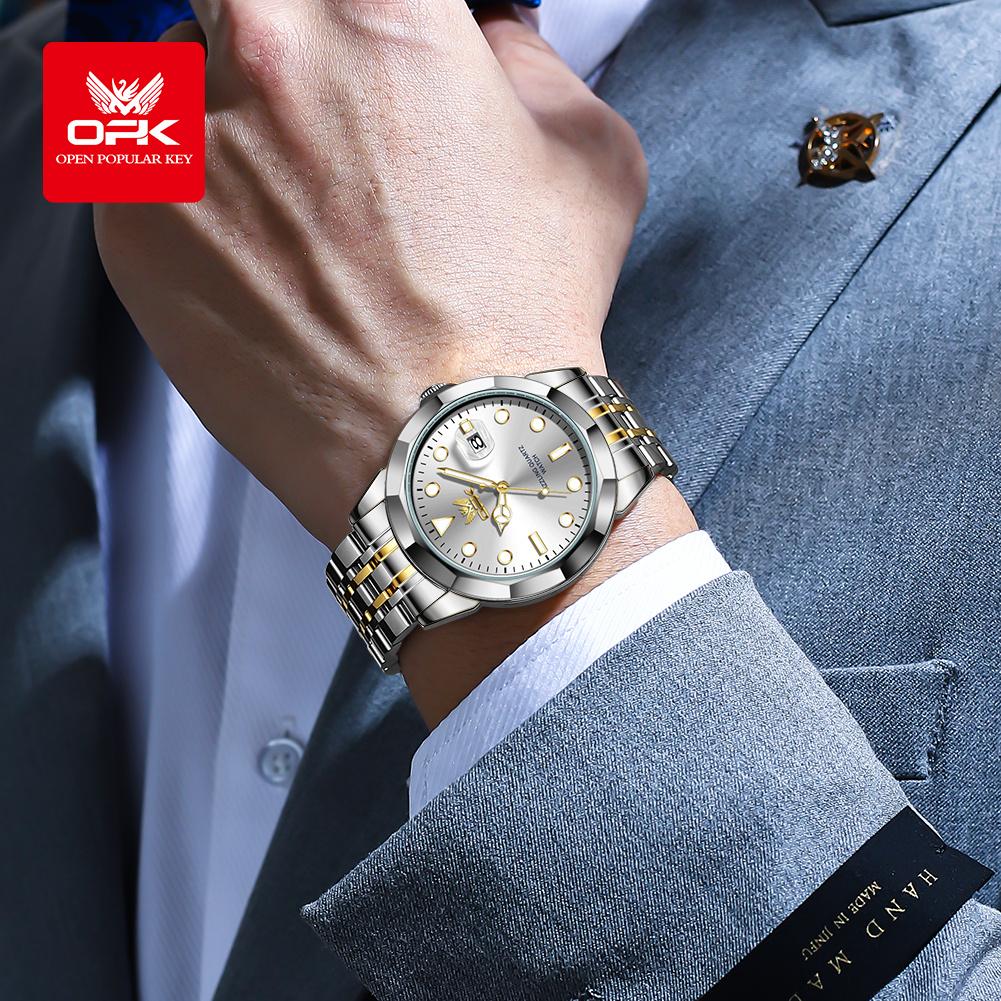 OPK 8170 Brand Men's Watches Business Dress Wristwatch for Man 30M Waterproof Stainless Steel Luminous Luxury Men Quartz Watch