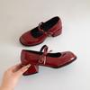 Fashion New Women Mary Jane Shoes Ladies Outdoor Butterfly-knot Pumps Spring Autumn Women's Dress Leather Solid Color Thick Heeled Shoes