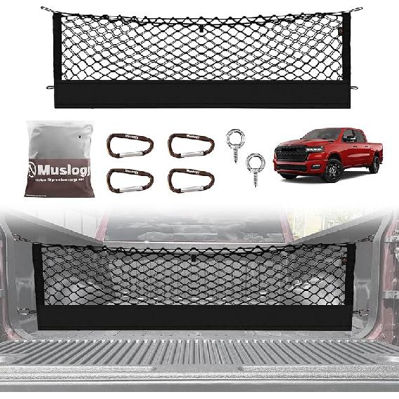 Muslogy Truck Bed Cargo Net Compatible With Honda Ridgeline 2017-2024 2025 Accessories Storage Organizer Pickup Truck Bed Envelope Style Cargo Net