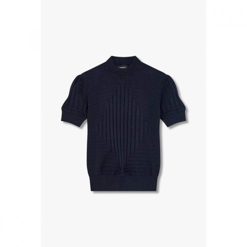 Emporio Armani Women S Ribbed Short Sleeve Knit A525128506 XS