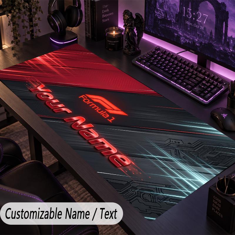 Large Mouse PadF1 Custom Name Text Personalized Desk Mat Non Slip Gaming Pad