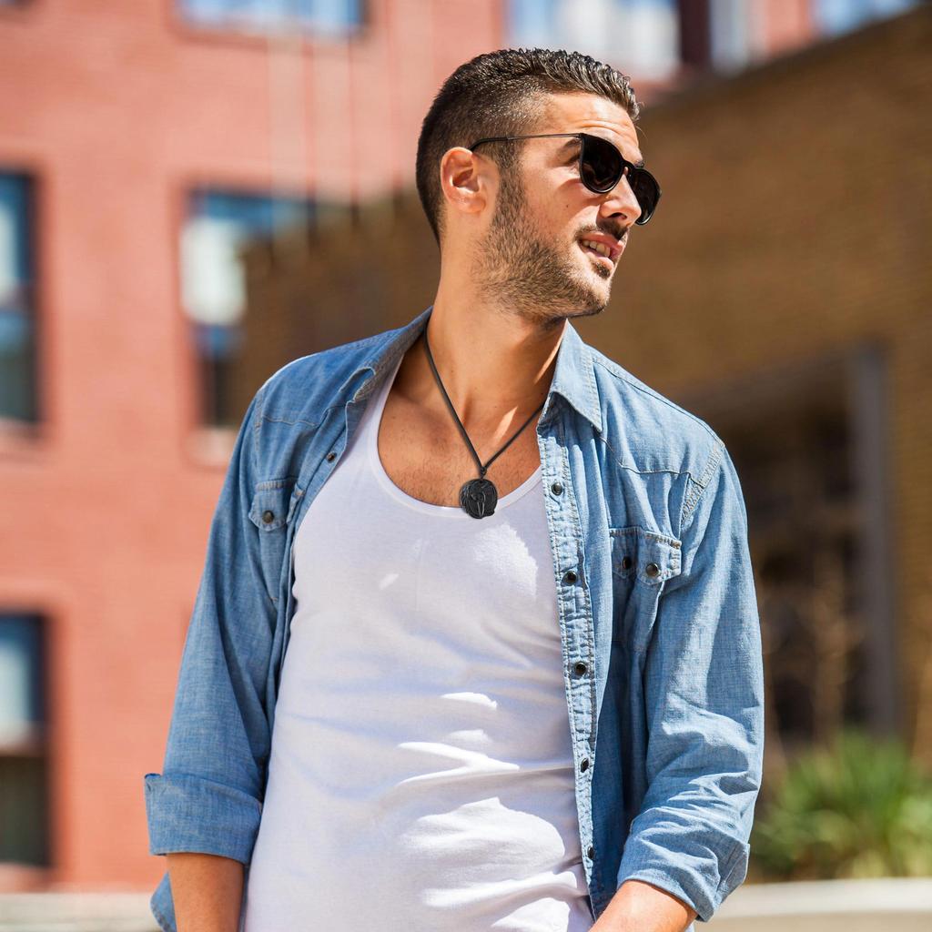 Crow Obsidian Power Stone Pendant Necklace Unisex [Coai]