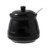Black and White Ceramic Candy Jar Kitchen Seasoning Jar Household Storage Box Spoon Salt Bottle Household Kitchen Supplies