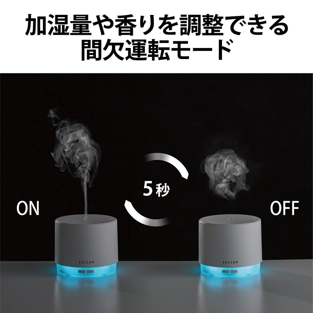 ELECOM Eclear Mist Ultrasonic Antibacterial Aroma USB 100ml Up To 8 Hours of Auto Cylindrical Intermittent Spray Compatible with Hypochlorous Acid