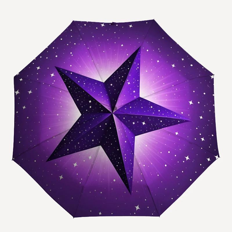 

1pc Purple Starry Auto-Fold Umbrella with One-Touch Open/Close - 8 Reinforced Ribs for Windproof Stability, yy251118249