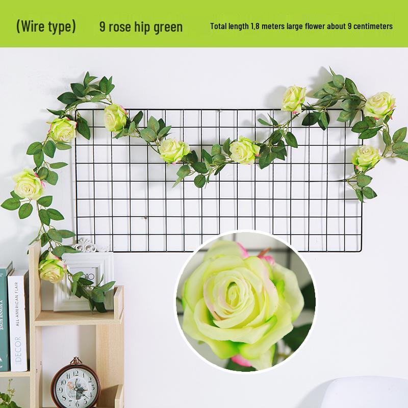 Artificial Rose Vine Ceiling Decor for Air Conditioning Pipe and Hanging Baskets
