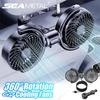 SEAMETAL Car USB Fan Dual Head Cooling Air Fan Independent Switch 3-Speed 360 Degree Adjustable Auto Headrest Fan for Rear Seat Mass Air Flow 3