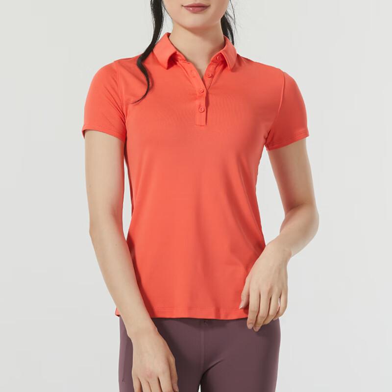 Under Armour Solid Color Slim Fit Breathable Golf Training Short Sleeve Polo Shirt Women tops Orange 1363949-690
