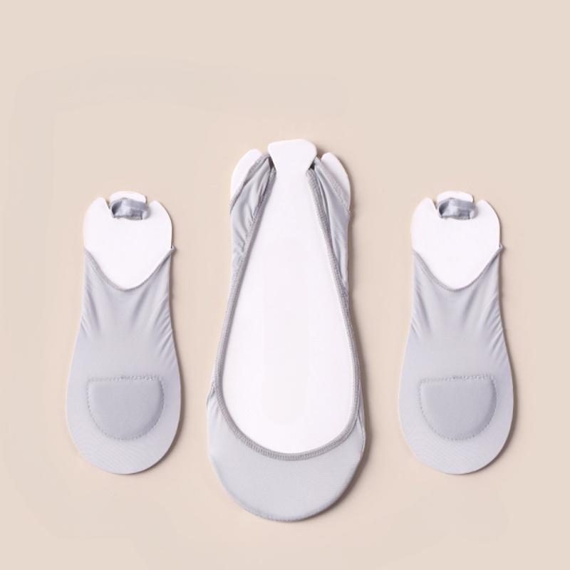 Invisible Cotton Pad Boat Socks Women's Ice Silk Shallow Mouth Socks for High Heel Shoes Non Slip Silicone Sling