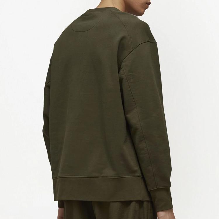 Y-3 FW22 Logo Print Crewneck Long Sleeve Sweatshirt Men sweatshirt Military-Green HT4495