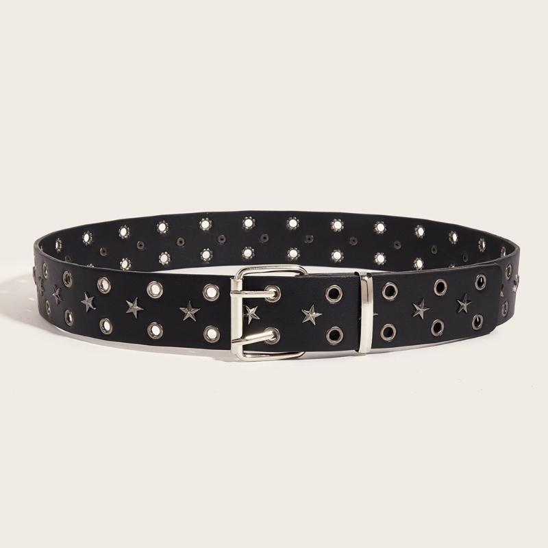 Grommet Waist Belt Punk Star Charm Skinny Chain for Cowboy Grunge Buckle Modern Waistband Waist Chain Studded Belt