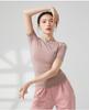 Yuoku Ballet Dance Short Sleeve Boat Neck Practice Stretch Dance Solid Classical Ballroom Dance Elastic Boat Women's Costume, Top, Wear, Top, T-Shirt,