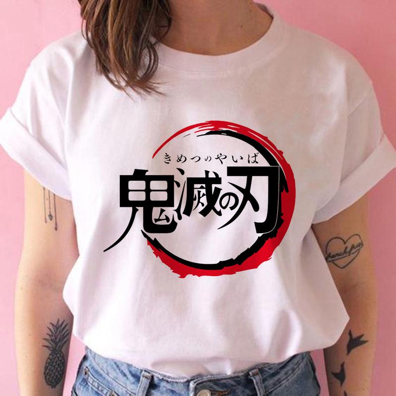 2023 New Women T-Shirt Kimetsu No Yaiba Demon Slayer Top Female T Shirt Harajuku Streetwear O-Neck Casual Ladies Tees Clothing