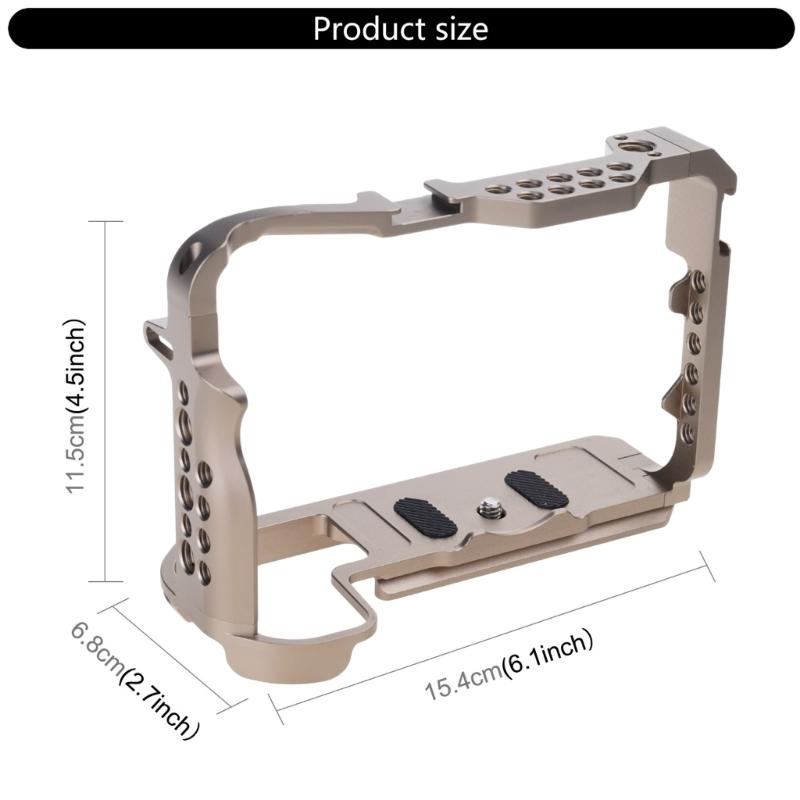 Aluminum Camera Cage Stabilizer for R5/R5C DSLR Cameras Protective Rig 1/4in & 3/8in Threaded Hole Cold Shoe Slot