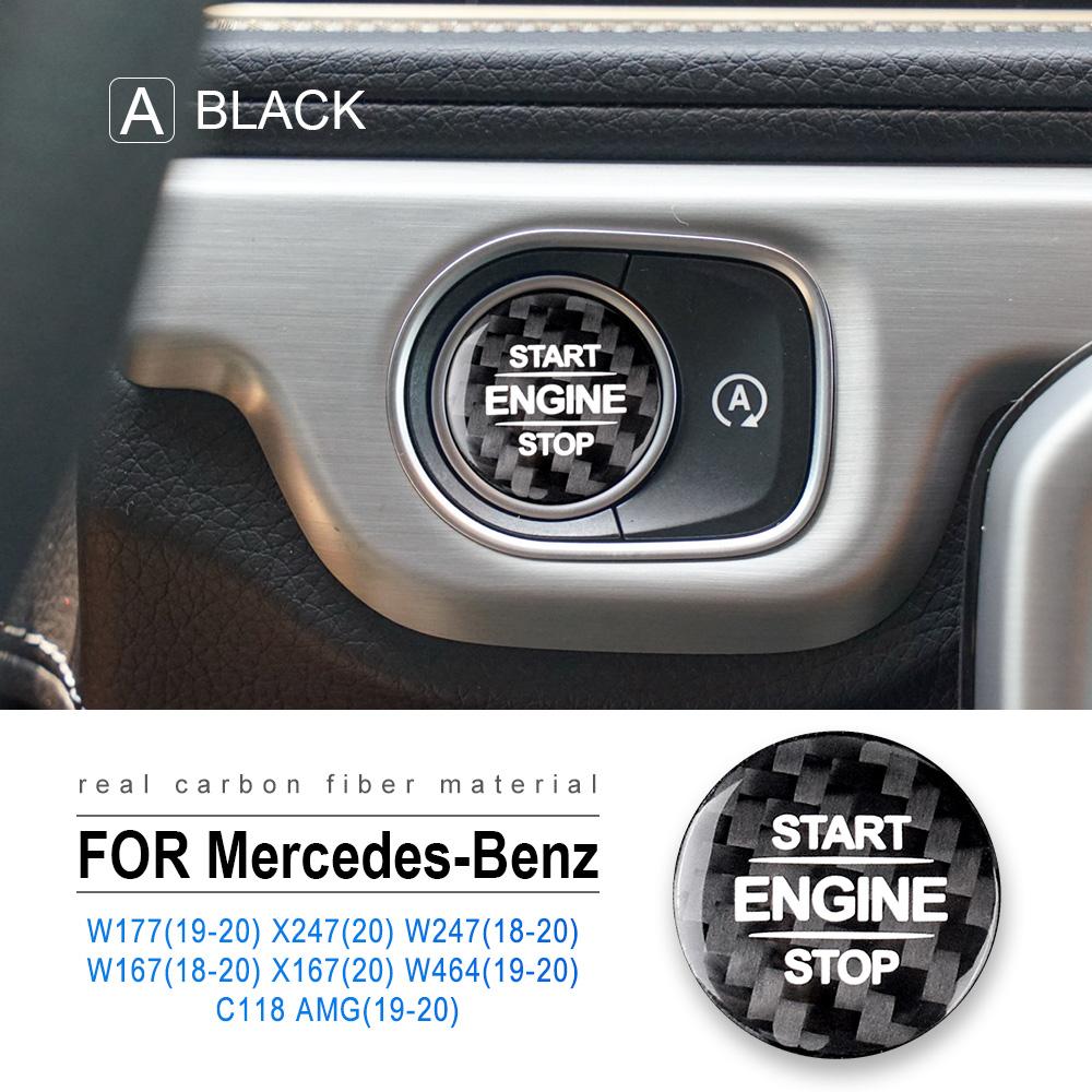 Kohlefaser Motor Startknopf Aufkleber für Mercedes Benz W177 GLB X247 W247 GLE W167 GLS X167 W464 CLA C118 AMG Zubehör