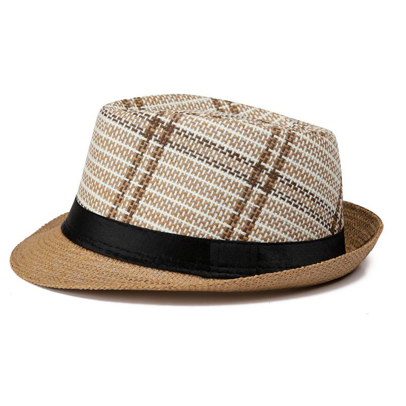 Summer Men's Hat Jazz Hat Shade Men's Straw Hat Sunscreen Cool Hat Beach Hat British Top Hat