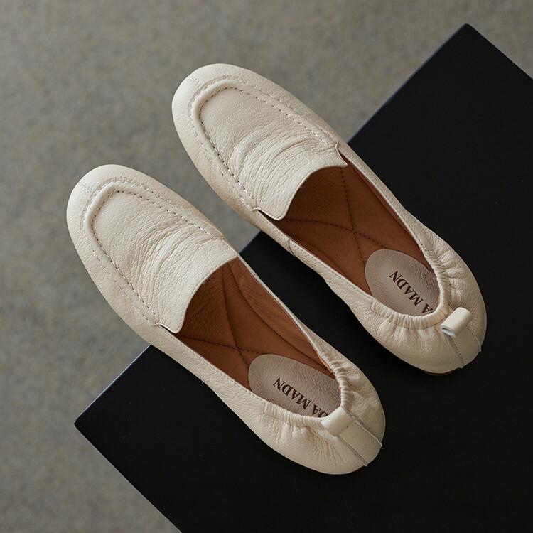 Chao soft~ new single shoes one-pedal leather loafers 2025 autumn new shallow mouth versatile flat shoes