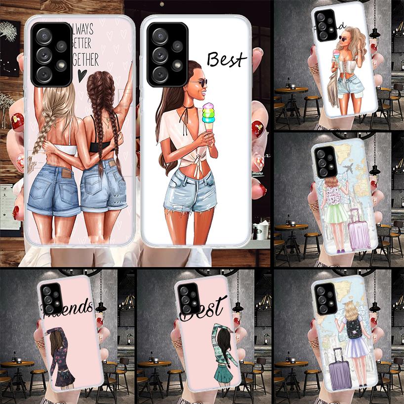 Girls Best Friends Forever BFF Soft Phone Case For Samsung Galaxy A12 A22 A32 A52 A72 A02S A51 A50S A71 A70 A31 A20S Note 20 Ult