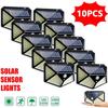 Solar Wall Lamp Outdoor 100 LED 4 Sided Luminous Motion Sensor Waterproof Garden Courtyard Lighting 1/2/4/6/10PCS Set