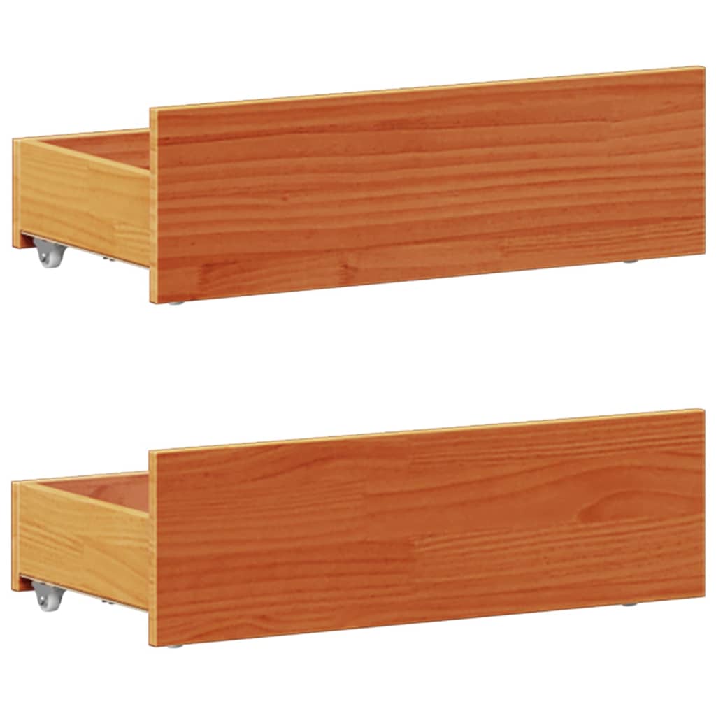 Solid Wood Bed with Shelf Without Mattress Wax Brown 75 x 190 cm
